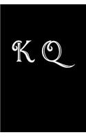 K Q: Double Monogram Journal, 100 Pages, 6x9 Inches, Black Glossy Cover