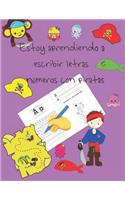 Estoy aprendiendo a escribir letras y números con piratas