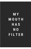 My Mouth Has No Filter: Blank Lined Composition Notebook Journal, 150 Page, Glossy Finish Quote Cover, 6x9 Inch