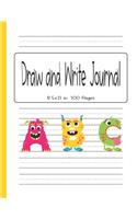 Draw And Write Journal: Monster Themed Primary Composition Notebook - Half Page Dash Lined Paper with Drawing Space