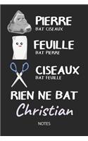 Rien ne bat Christian - Notes: Noms Personnalisé Carnet de notes / Journal pour les garçons et les hommes. Kawaii Pierre Feuille Ciseaux jeu de mots. Fournitures scolaires, premie