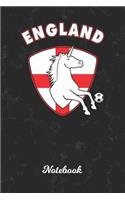 Notebook: England Unicorn Wide Ruled Lined Paper Notepad - English Soccer Ball Black Marble Cover - For Assignments, Take Class Notes, Homework, Study & be Or