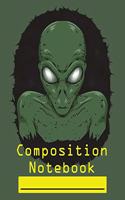 Composition Notebook: Scary Space Alien Retro College Ruled Blank Lined Paper Notebook green(23 Cn 7.44" X 9.69" 110pages)
