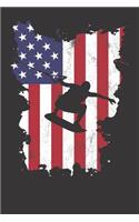 Notebook: Vintage 4th Of July USA Flag Wakeboarding Dot Grid Dotted 6x9 120 Pages