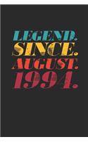 Legend Since August 1994: Blank Lined Notebook / Journal (6 X 9 -120 Pages) - 25th Birthday Gift Idea