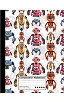 Cartoon Robots Future Robotics Science Composition Notebook: Wide Ruled Line Paper Notebook for School, Journaling, or Personal Use. Science Students Favorite.