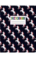 Sketchbook: Cute Unicorn Kawaii Sketch Book for Girls, Kids, Teens, Women (Perfect for Sketching, Drawing, Doodling, Journal, Note Pad, Birthday Party Favors)