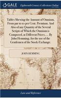 Tables Shewing the Amount of Omnium, from Par to 10 Per Cent. Premium. and Also of Any Quantity of the Several Scripts of Which the Omnium Is Composed, at Different Prices, ... by John Hemming, for the Use of the Gentlemen of the Stock-Exchange.