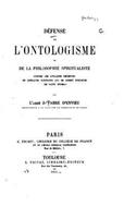 Défense de l'ontologisme ou de la philosophie spiritualiste