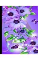 student notebook: Notebook Purple Floral Fantasy Notebook Journal, 8.5 x 11, College Ruled Composition Book Notebook: Purple Floral Fantasy Notebook Journal, 8.5 x 11