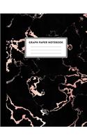 Graph Paper Notebook: Trendy Black Marble and Rose Gold - 8.5 x 11 - 5 x 5 Squares per inch, Quad Ruled - Cute Graph Paper Composition Notebook for Children, Kids, Girls,