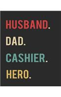 Husband Dad Cashier Hero: Blank 8" x 10" 200 Pages Thick Unruled Sketchbook