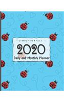 2020 Monthly and Daily Planner: Calendar + Schedule: Blue and Red Ladybug Design