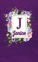 J - Janice: Monogram initial J for Janice notebook / Journal: Personalized Name Letter gifts for girls, women & men: School gifts for kids & teachers (blank lin