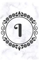 I: Cute Floral Initial Monogram College Ruled Notebook - Pretty Personalized Lined Journal & Diary for Writing Notes for Students for Girls & Women - L