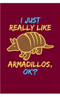 I Just Really Like Armadillos, Ok?: Notebook For Armadillo Lovers Cute Texas Animals Fans