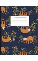 Composition Book: Hand Drawn Sloth Pattern College Ruled Notebook for Taking Notes Journaling School or Work for Girls(12 Sloth Patterns)