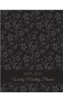 2019-2021 Weekly Monthly Planner: Black Art Floral, Three year Academic 2019-2020 Calendar Book, Weekly/Monthly/Yearly Calendar Journal, Large 8.5" x 11" Daily journal Planner, 36 Mo