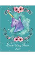 Calendar Daily Planner 2019: Sweet Dream Unicorn, Daily Calendar Book 2019, Weekly/Monthly/Yearly Calendar Journal, Large 8.5" x 11" 365 Daily journal Planner, 12 Months Calenda