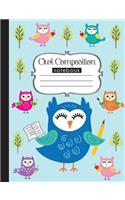 Owl Composition Notebook: 120 page, notebook for school, composition book, art by Anna Nadler(1 Anna's Notebooks)