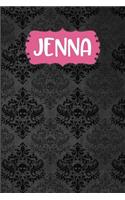 Jenna: Black Gothic Personalized Lined Notebook and Journal for Women and Girls to Write in