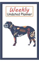 Weekly Undated Planner: 52 Weeks Planner with Blue Flower English Mastiff Dog Pattern and Gratitude Journal Section (Agenda, Organizer, Notes, Goals & to Do Lists)