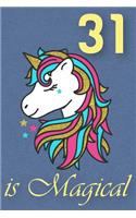 31 Is Magical - Birthday Unicorn Lined Journal