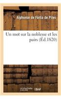 Un Mot Sur La Noblesse Et Les Pairs
