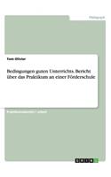 Bedingungen guten Unterrichts. Bericht über das Praktikum an einer Förderschule: (German)