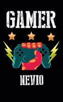 Gamer Nevio: Liniertes Notizbuch für deinen Vornamen