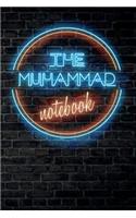 The MUHAMMAD Notebook: Vintage Blank Ruled Personalized & Custom Neon Sign Name Dotted Notebook Journal for Boys & Men. Wall Background. Funny Desk Accessories. Retro Back