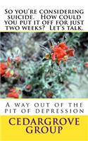 So you're considering suicide. How could you put it off for just two weeks? Let's talk.