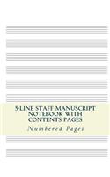 5-Line Music Staff Manuscript Notebook with Contents Pages