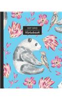 Dot Grid Notebook: Dotted Grid Notebook/Journal - Panda and Bird Watercolor Friends - 100 Pages - 7.5" x 9.25" - Children Kids Girls Teens Women - Perfect For School