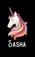 Sasha: Journal (Diary, Notebook) Personalized Custom Name Unicorn Birthday Gift for Girls and Women