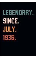 Blank Lined Journal, Notebook, Diary, Planner - Legendary Since July 1936 - 83rd Birthday Gift For 83 Years Old Men and Women born in July: Medium College-Ruled Journey Diary, 110 page, Lined, 6x9 (15.2 x 22.9 cm)