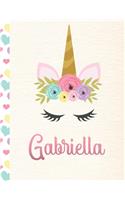 Gabriella: Personalized Unicorn Primary Story Journal For Girls With Pink Name - Half Ruled Dotted Midline and Blank Picture Space - Kindergarten to Early Chil