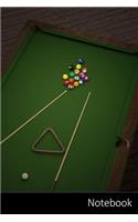 Notebook: Billiards, Balls, Table, Cloth Sports Themed Notebook / Journal / Diary / Composition book / Daily Planner / Sketchbook - 6 x 9 inches (15,24 x 22,8