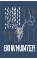 Pocket Hunting Outdoor Minimalist Blank Ruled Journal Notebook: Bowhunter Design Blue