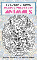 Deadly Predatory Animals - Coloring Book - Alligator, Cougar, Wild cat, Anaconda, and more