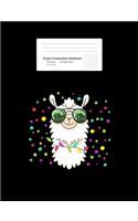 Graph Composition Notebook: Math, Physics, Science Exercise Book - Happy Llama Wearing Sunglasses Cute Cool Alpaca Gift - Black 5x5 Graph Paper - Back To School Gift For Kids, 