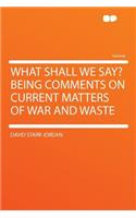 What Shall We Say? Being Comments on Current Matters of War and Waste