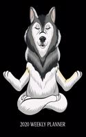 2020 Weekly Planer: Yoga Husky One Year Calendar January - December