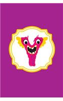Monster Monogram Journal - Letter Y: Laughing Pink Monster in Shape of a Letter Y on Multi Color Background