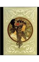 Byzantine Brunette (Alphonse Mucha) Notebook/Journal: 8"x10" College Ruled - 200 Pages