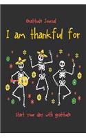 Gratitude Journal I Am Thankful For, Start Your Day with Gratitude: Daily Gratitude to Start Good Day Every Day. Skull in Party Background 117 Pages