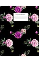 Composition Notebook: Vintage Purple Rose: Wide Ruled: 100 Pages: 8.5 X 11