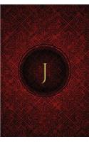 Monogram "J" Notebook: Blank Journal Diary Log(10 Monogram Crimson 150 Lined)
