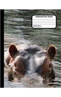 Hippopotamus Composition Notebook 200 Wide Ruled Pages 8 1/2