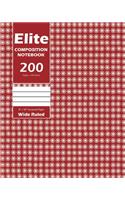 Elite Composition Notebook, Lined Wide Ruled 8 x 10 Inch, Large 100 Sheet, Red Cover